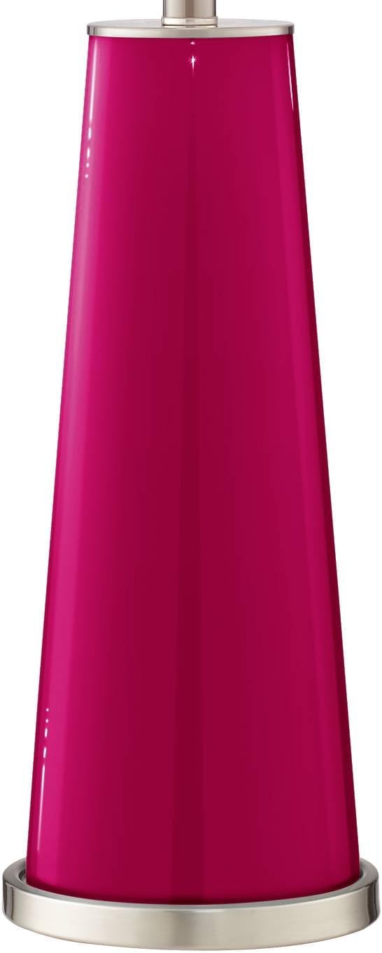 Color + Plus Leo Modern Table Lamps 29 1/2' Tall Set of 2 French Burgundy Glass Tapered Column Plain White Drum Shade for Bedroom Living Room House Home Bedside Nightstand Office Entryway
