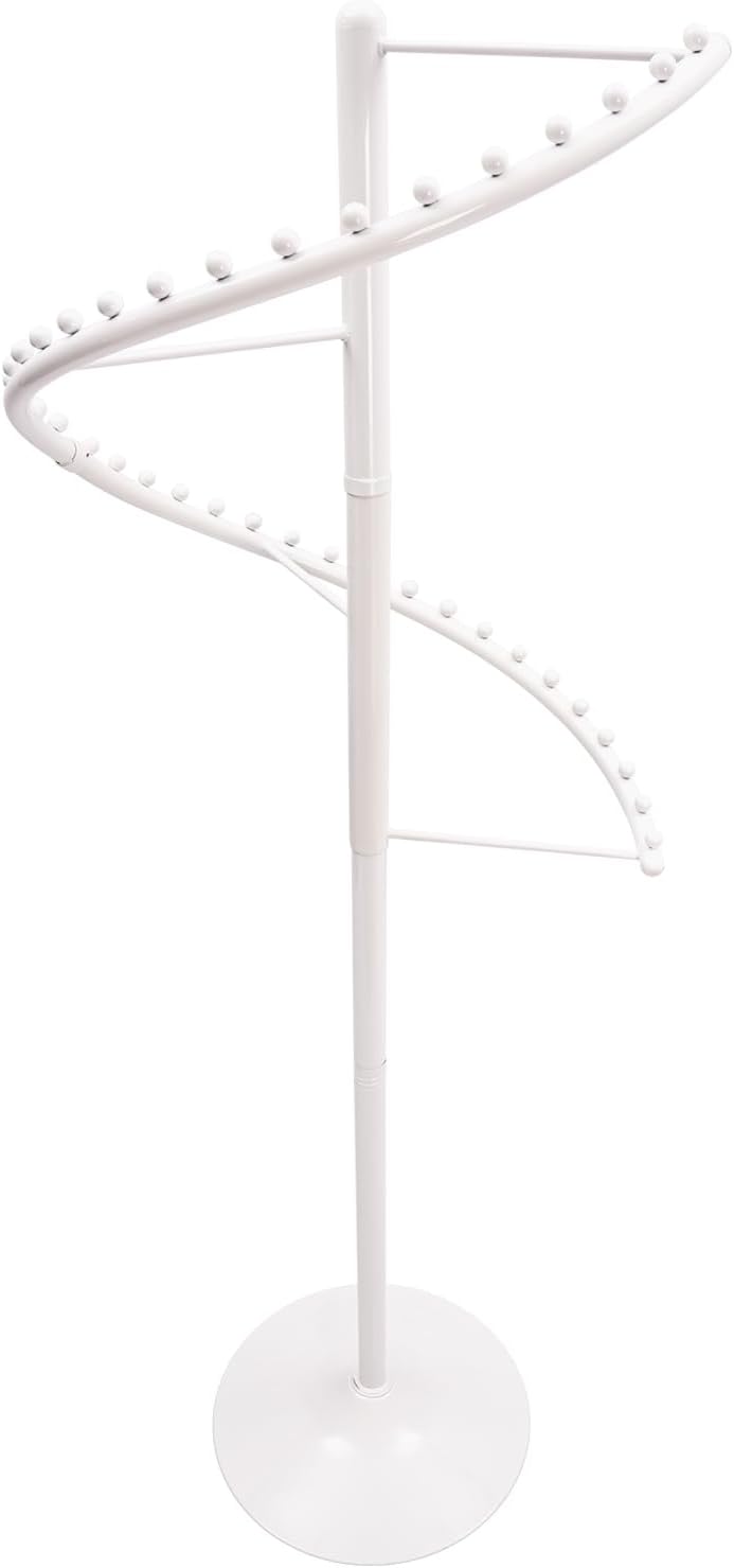 360° Rotating Spiral Clothing Rack Freestanding Metal Spiral Garment Display Rack Modern Coat Stand Retail Clothes Display Racks for Shops Boutique Entrance Hall Bedroom White