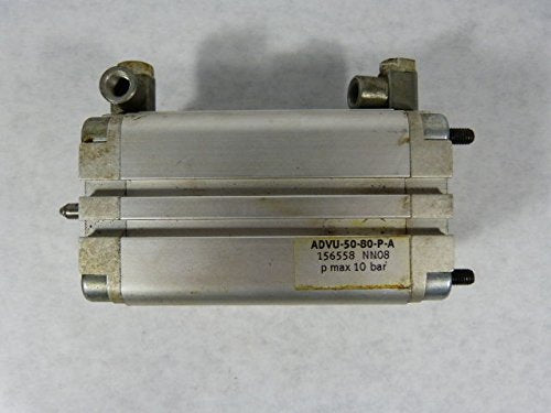 FESTO ADVU-50-80-P-A (156558), 0.8-10 BAR OPERATING PRESSURE, 50 MM BORE, 80 MM STROKE, ADVU SERIES, COMPACT AIR CYLINDER, DOUBLE-ACTING, ELASTIC CUSHIONING RINGS/PADS AT BOTH ENDS, G1/8 PNEUMATIC CON