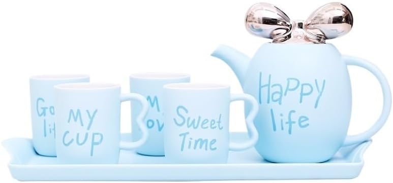 Beverage Serveware Ceramic water set tea set living room water cup coffee cup home cup set new elegant tea set Water Carafe(Blue)