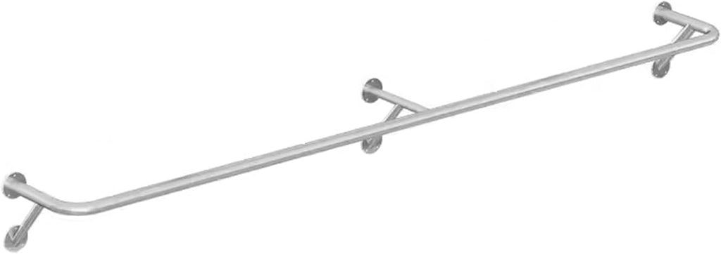 Stainless Steel Wall Mounted Clothes Rail 160cm Space Saving Garment Hanging Rack for Retail Store Display Silver Pipe Clothing Rack (150cm