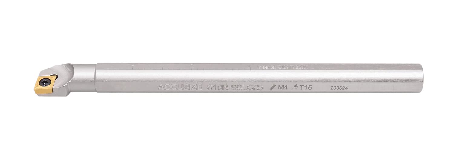 Accusize Sclcr Indexable Boring Bar Set, 3/8', 1/2', 5/8', 3/4' for Steel | 31 Pc Set with 20 TiN Coated CCMT Carbide Inserts, Negative 5° Angle, 45HRC, Torx Screw Retention, P252-S410