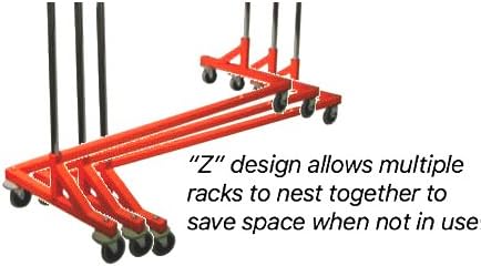 Only Hangers Industrial Strength Z Rack with Add-On Hangrail and Built-in Height Extensions - Available in Black, Orange, and White (ORANGE)