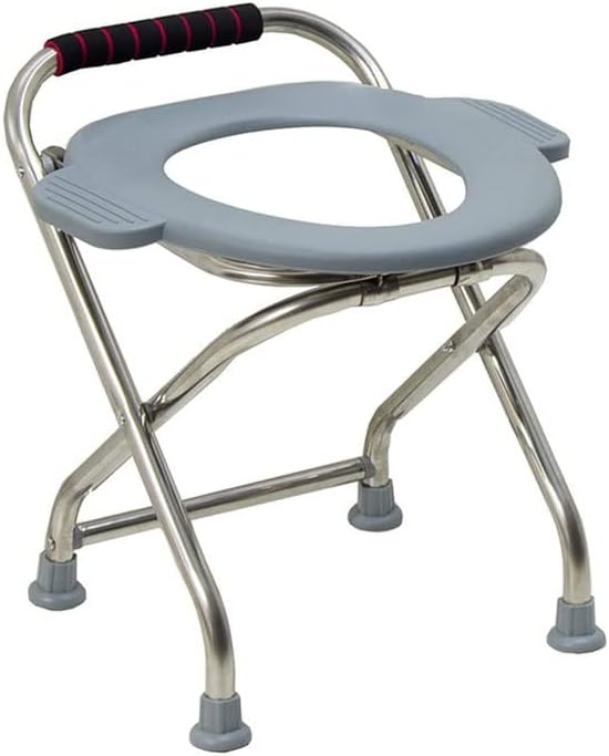 Portable Folding Commode Toilet Seat Lightweight Heavy Duty Stainless Steel Chair for Indoor & Outdoor Use Camping Toilet Solution (Color: A)