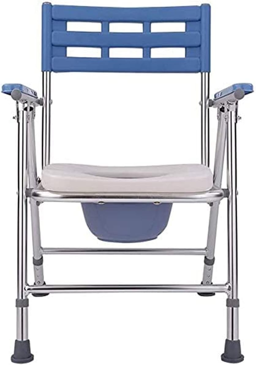 Height Adjustable Commode Chair Heavy Duty Bathroom Toilet, Toilet Seat Chair for Elderly Adult Handicap with Non-Slip Handles and Bucket