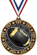 Crown Awards 2.75' 1st Place Football Shadow Medal Award, Gold Trophy Medal