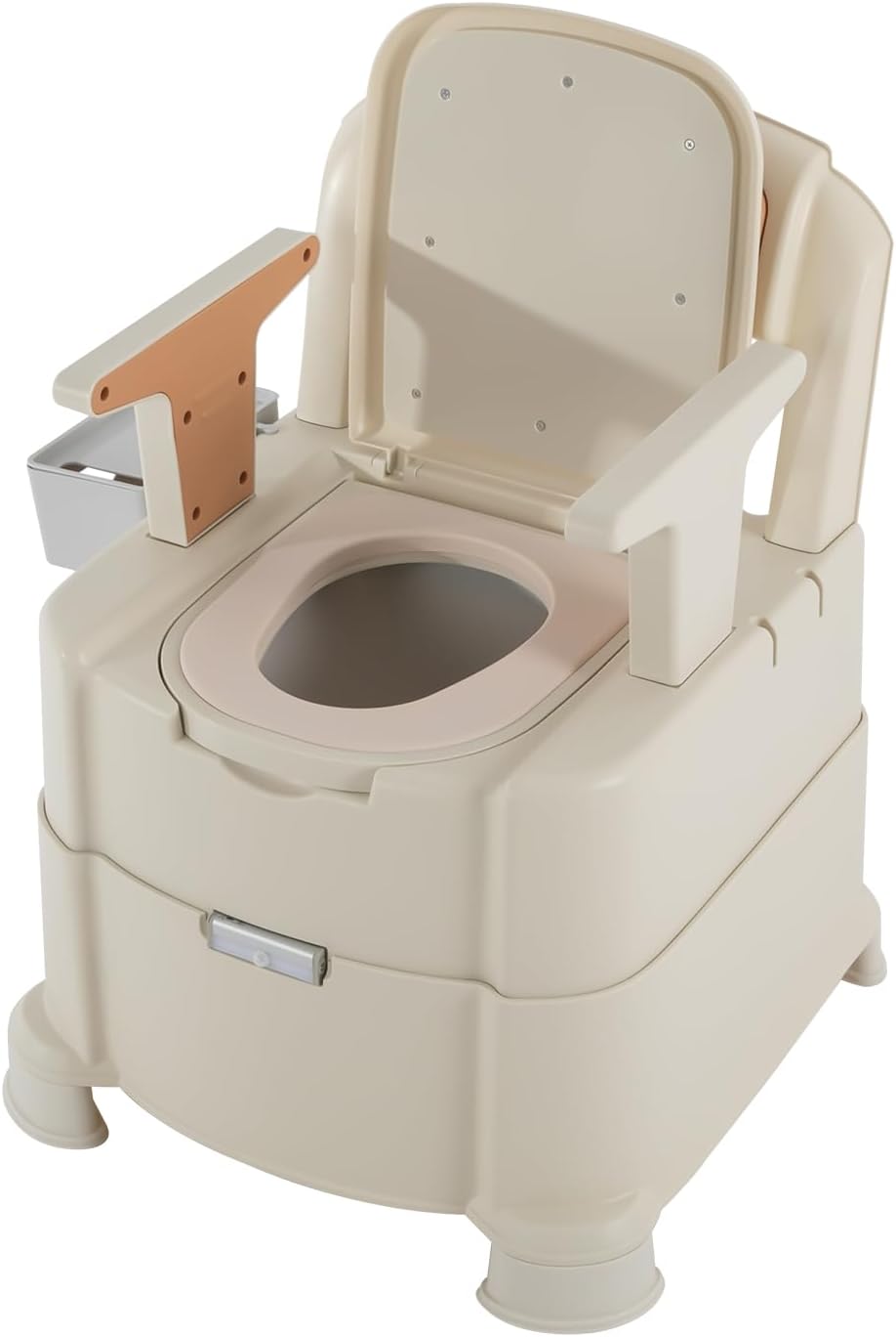 Bedside Commodes Chair, 440.92Lbs Capacity Bedside Toilet Portable Adult Potty Toilet Chair Armrests Adjustable Commode Toilet Heavy Duty Moveable Commodes w/Night Light for Home Use Nursing Centers