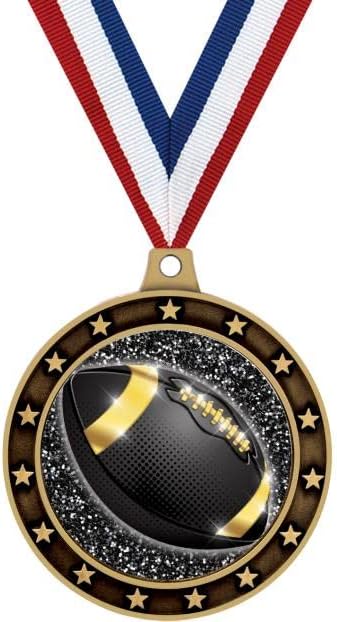 Crown Awards Football Shadow Medal Award, 2.75' Universe Star Gold Trophy Medal