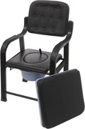 Bedside Commode Chair, 551 lbs Capacity Adjustable Height Shower Toilet Chair with Arms Heavy Duty Bedside Commode for Seniors, Disabled, Pregnant Women