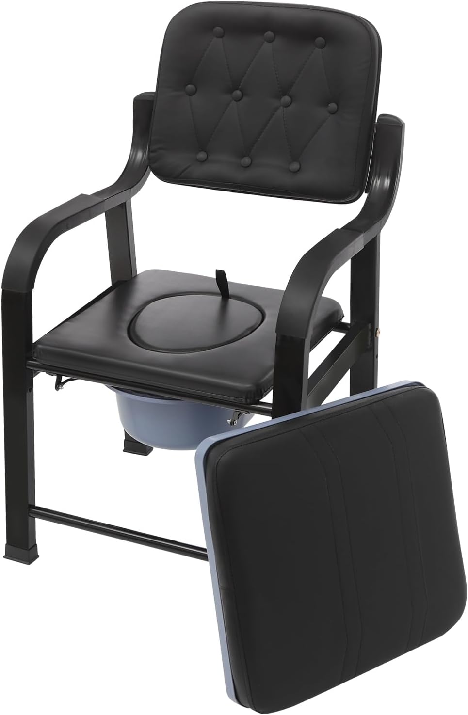 Bedside Commode Chair, 551 lbs Capacity Adjustable Height Shower Toilet Chair with Arms Heavy Duty Bedside Commode for Seniors, Disabled, Pregnant Women