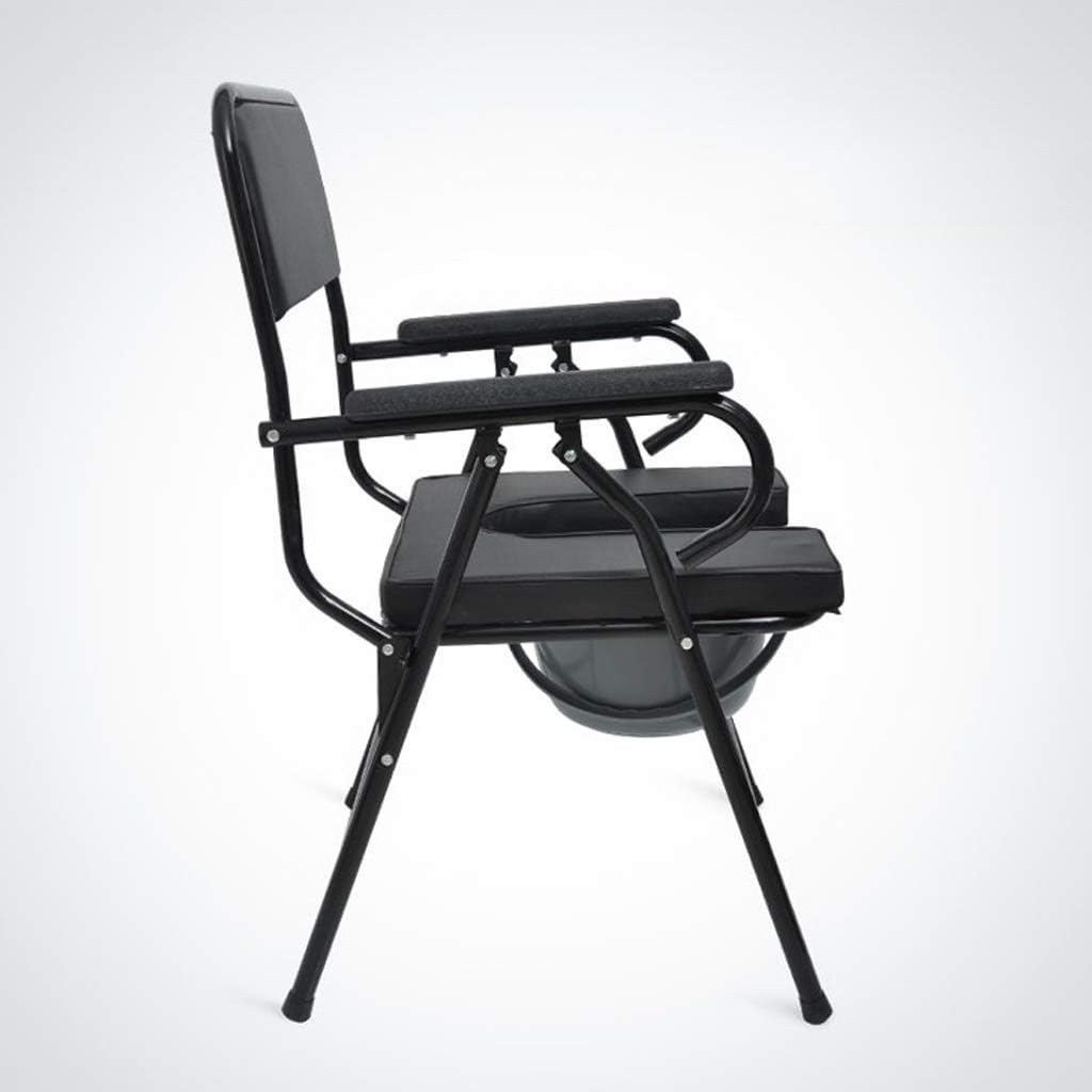 Bedside Commode Seat Extra Wide Homecare Folding Toilet Chair Pregnant Bath Stool Heavy Duty for Seniors, Disabled with Padded Cushion Handles and Bucket