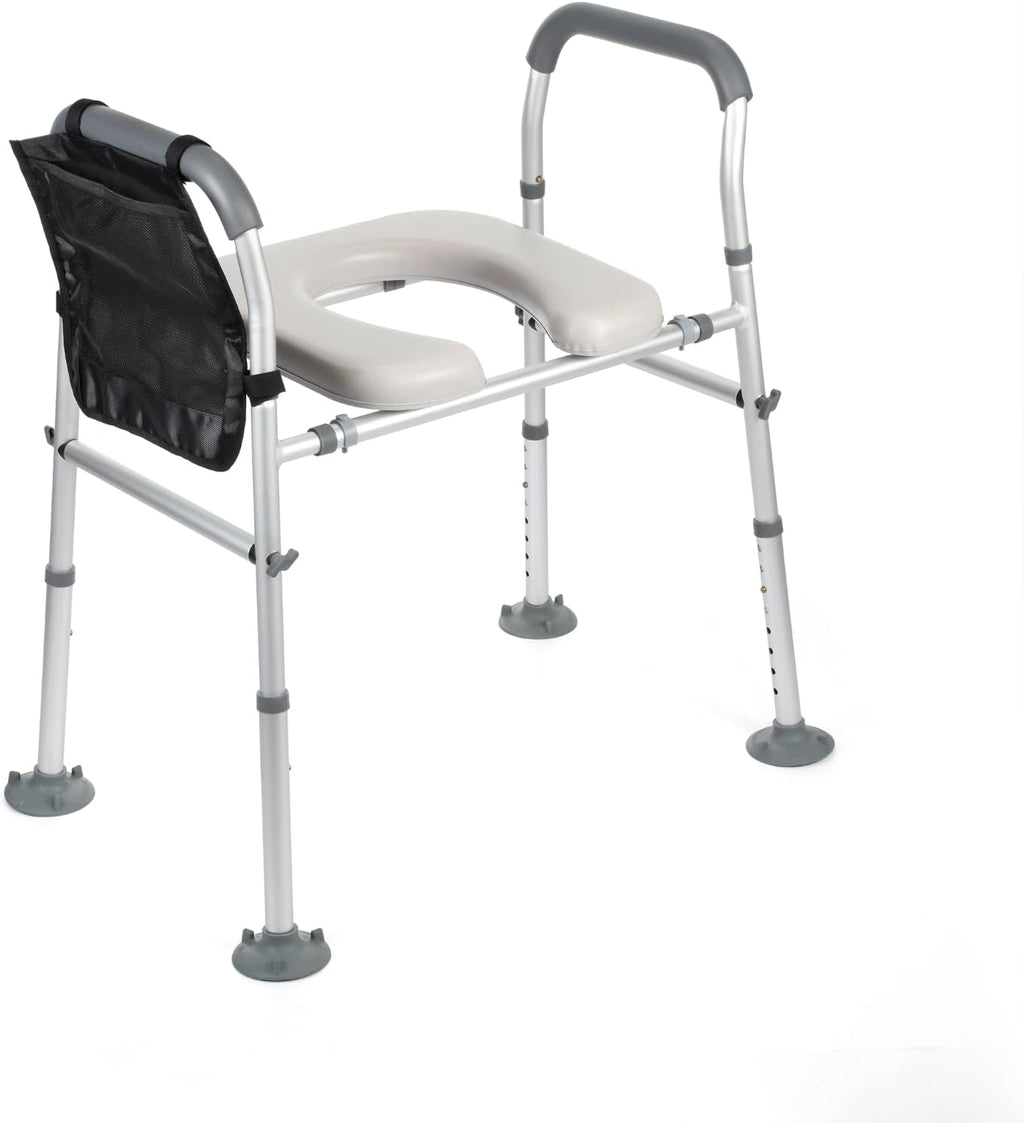 Carehofu Toilet Seat Risers for Seniors Elongated, Raised Toilet Seat with Handles, Toilet Safety Frames & Rails for Elderly and Handicap, Elevated Shower Commode Chair with Arms, Toilet Lift Grab Bar