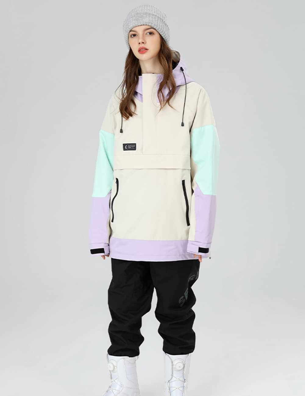 SEARIPE Womens Ski Jacket Mens Snow Jacket Waterproof Winter Snow Coat Couples Pullover Snowboard Hooded