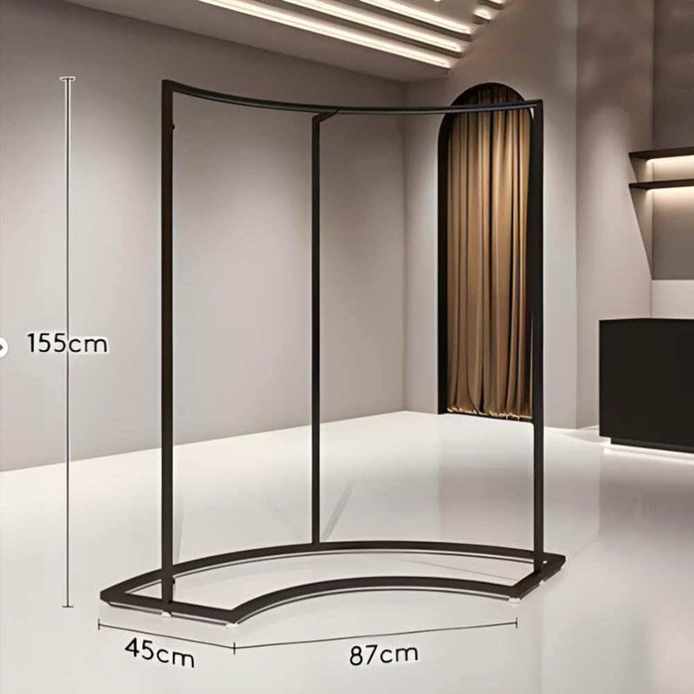 Etlegor Black Half Round Clothes Rack, Clothing Display Rack Floor Standing Garment Rack Curved CombinationClothes Hanging Rack Used For Retail Clothing Stores (Color : Black, Size : 2PCS)