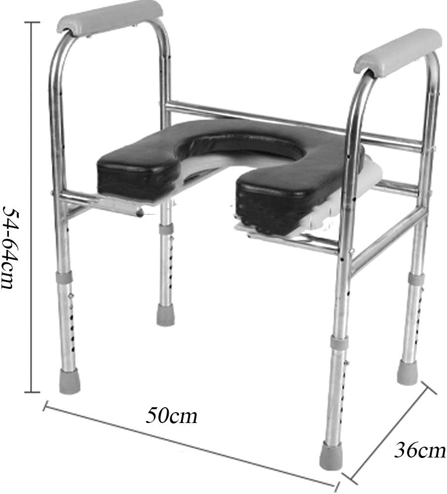 Heavy Duty Bariatric Toilet Seat Household Commode Chair Portable Toilet with Safety Steel Frame Non-Slip Leg Pad/Handrail for Seniors, Disabled