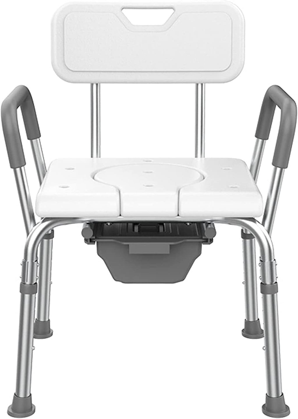 3 in 1 Shower Chair with Arms and Back, Adjustable ToiletFrame, Raised Toilet Seat, Heavy Duty Beside Commode Chair for Seniors, Disabled and Pregnant