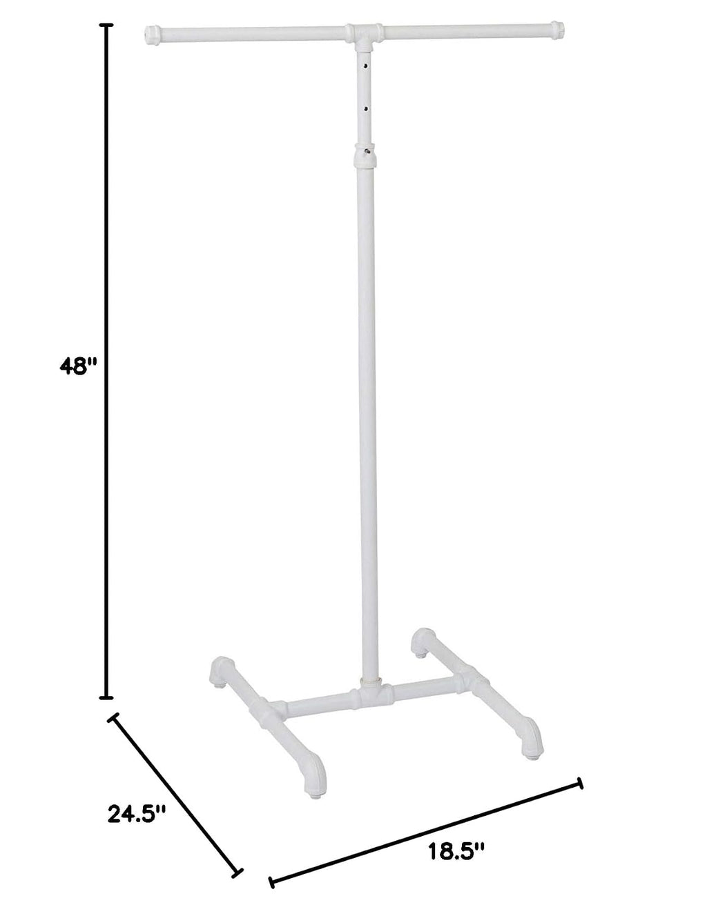 SSWBasics Boutique White Pipe 2-Way Clothing Rack with Straight Arms - 48'-72'H x 18½' x 24½'W