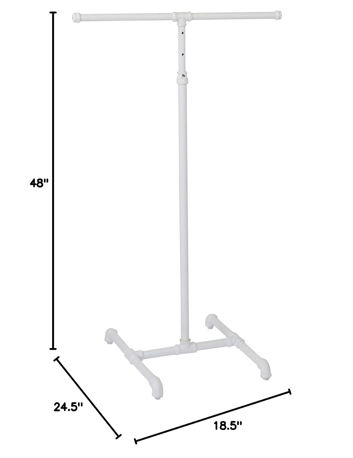SSWBasics Boutique White Pipe 2-Way Clothing Rack with Straight Arms - 48'-72'H x 18½' x 24½'W