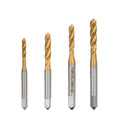 Taps Set - 4pcs Spiral Pointed HSS Tapping Thread Forming Drill Bits M3 M4 M5 M6 TiN Coated Metric Screw Tap Kit