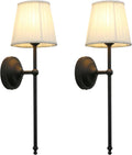 Phansthy Hardwired Brass Boho Wall Sconces Set of 2, Vintage Industrial Wall Lights 2 Pack, Vanity Light Wall Lamps with Lace Gauze Shade for Bedroom Living Room Hallway Decor (Black + White Shade)