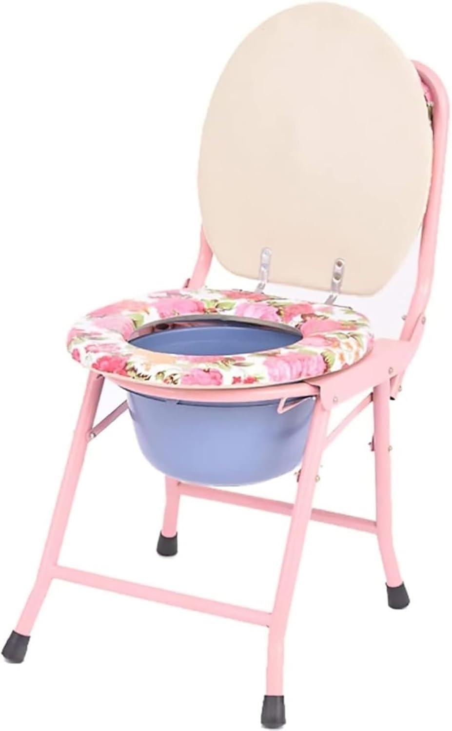 Bedside Commode,Toilet Seat with Handles Toilet Chair Foldable Lightweight with Padded backrest Bucket Suitable for The Elderly and Disabled