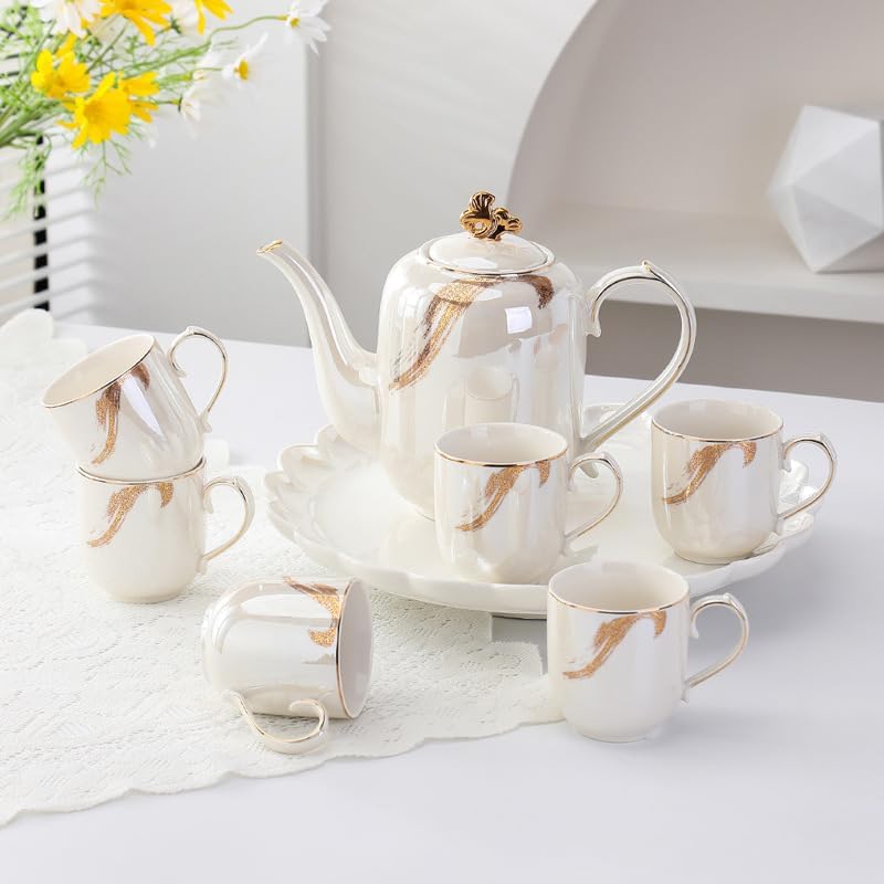 Beverage Serveware Ceramic water set household cold kettle teacup water cup with stand water set gift Water Carafe