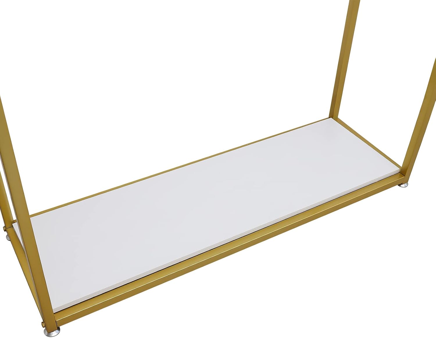 Heavy Duty Clothing Rack with Wood Shelf,Clothes Rack,Freestanding Garment Rack for Home Boutique Retail Display,Gold