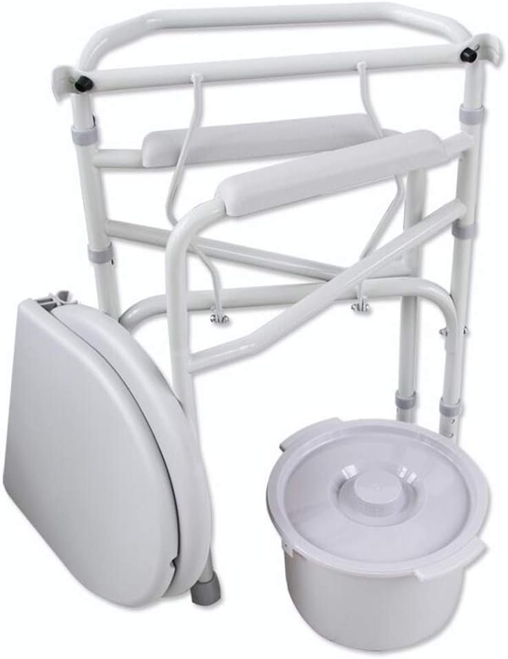 Folding Bedside Commode Shower Chair Toilet Seat Riser 3 in 1 Potty Chair with Non-Slip Handrail Height Adjustable for Adults, Handicap, Elderly Heavy Duty