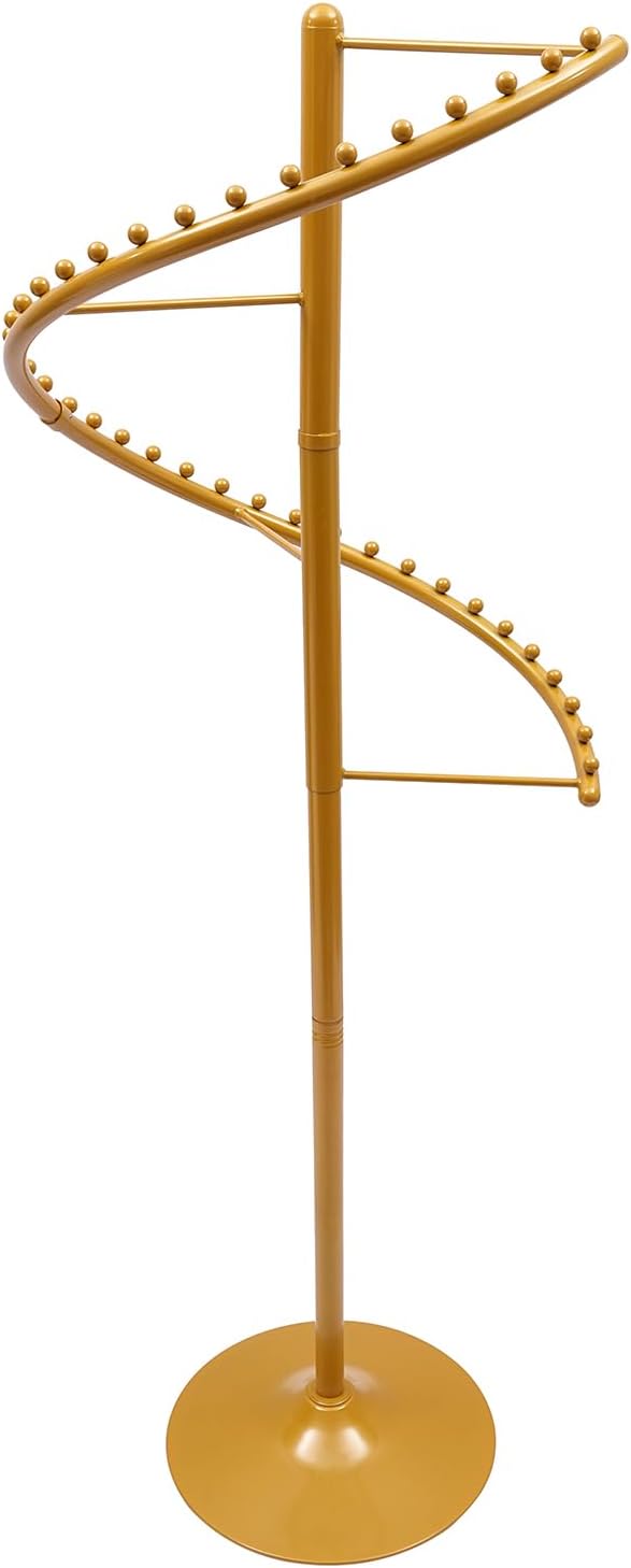 Spiral Rotating Clothing Rack, 360° Spiral Retail Costumer Heavy Duty Garment Rack with 38 Ball for Retail Stores, Bedroom, Living Rooms (Gold)