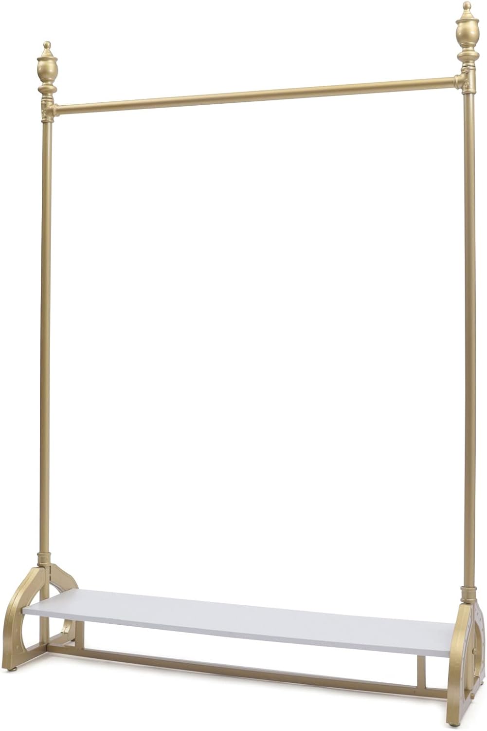 Modern Gold Clothing Rack Freestanding Multi-functional Heavy Duty Garment Rack Retail Display Clothes Rack Industrial Clothes Rack Metal Clothes Rack with Wood Shelf,Gold
