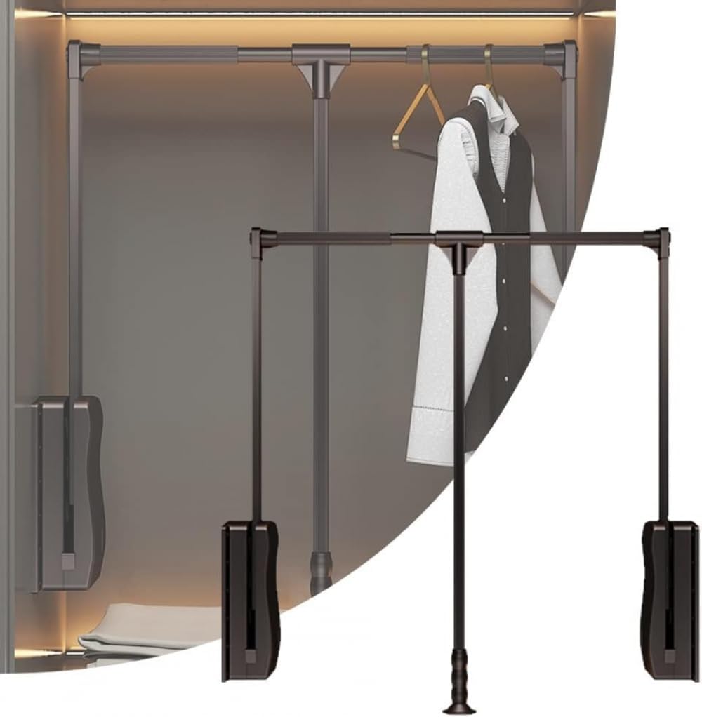 Adjustable 89-121cm Pull-Out Clothes Rack 30kg Load Capacity Space-Saving Wardrobe Hanger Retractable Garment Rod Versatile Coatfor Closets，B M