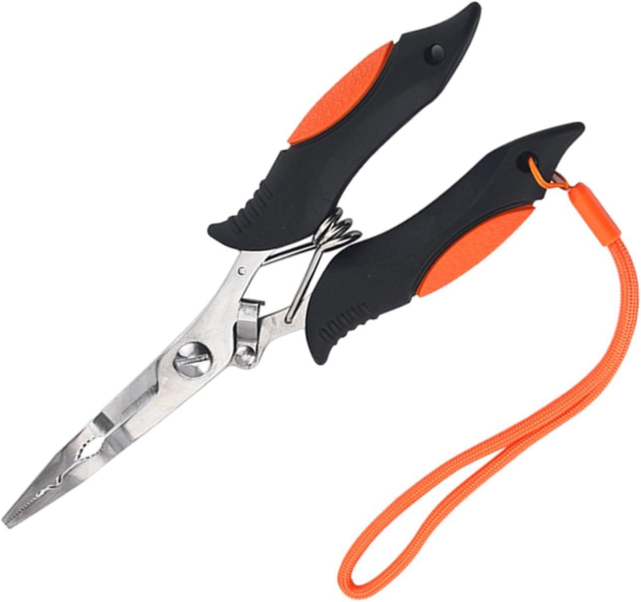 Fishing Pliers, Ice Fishing Gear, Stainless Steel Hook Remover Braid Cutter Rustproof Split Ring Pliers, Fishing Multi-Tools with Lanyard Fishing Gifts for Men (Color : Orange)