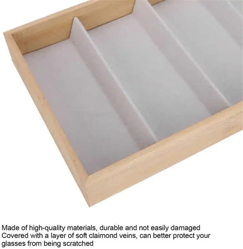 Glasses Stand 5 Glass Jewelry Grid Stand Holders Organizer Storage Case for Gift Box Slot Sunglasses Eyeglass Watch Display Box Eyewear Display Stand(Gris)