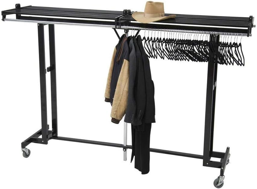 VERSARE Portable Folding Coat Rack – Hanging Garment Storage, Locking Caster Wheels, Lightweight Rolling Wardrobe Organizer