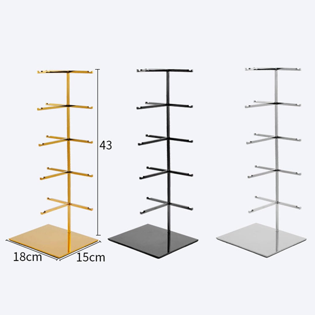 Stainless Steel Sunglasses Display Stand,Retail Tabletop Eyeglass Holder Multiple Eyewear Hanging Racks,Spectacle Organizer Glasse Showcase (Black 5 Layers)