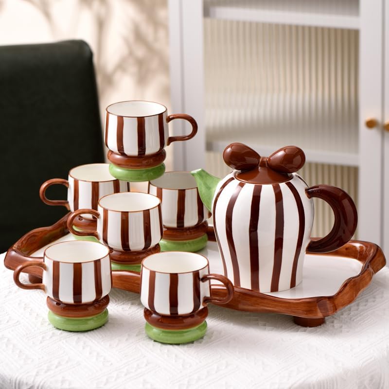 Beverage Serveware Necessary tea set for home, household tea cup, living room water cup, ceramic cold kettle, water set Water Carafe