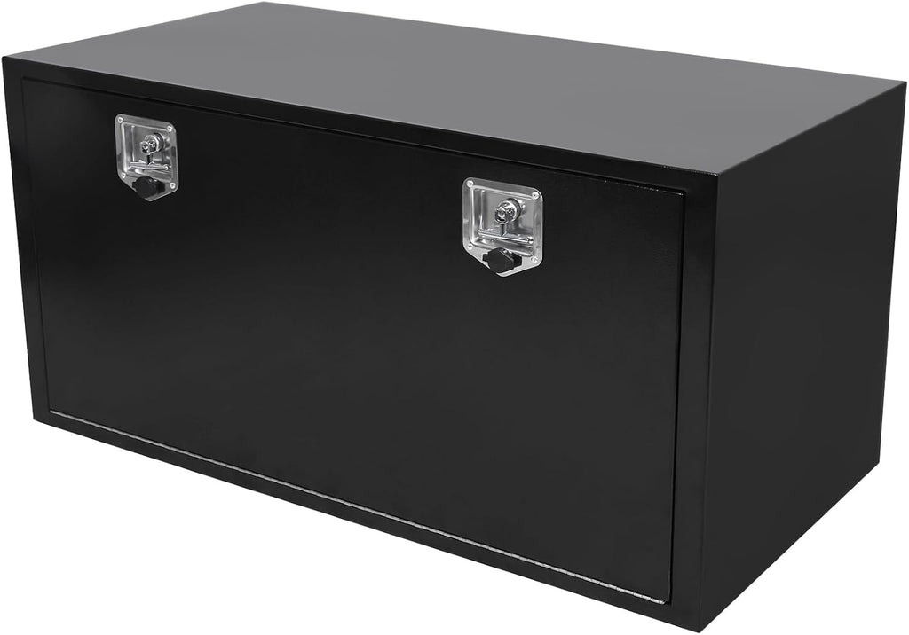 Confote Black Steel Underbody Tool Box with T-Handle Lock, Heavy Duty Tool Box Storage Organizer - Waterproof, 48' x 23' x 23'