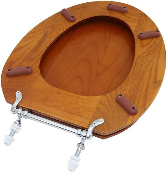Renovators Supply Manufacturing Light Mahogany Wooden Toilet Seat Elongated Toilet Seat With Chrome Hinges And Non Slip Bumper