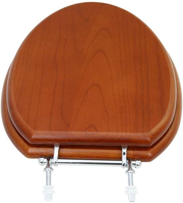 Renovators Supply Manufacturing Light Mahogany Wooden Toilet Seat Elongated Toilet Seat With Chrome Hinges And Non Slip Bumper