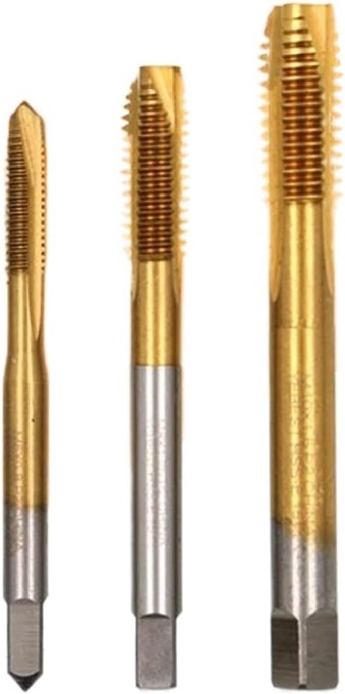 Titanium Coated High Speed Steel Spiral Point Plug Thread Screw Tap Tool Set Forward Chip Ejection Round Shank Taps and Dies(Titanium Coated,5 pcs,M30 X 3.5)