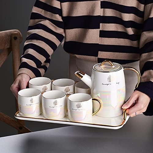 Beverage Serveware Tea set home restaurant simple ceramic gold-rimmed coffee cup afternoon teapot cup combination Water Carafe