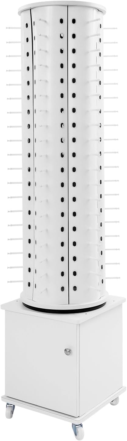 Glasses Display Stand, 114-Pair Eyewear Storage Rack for Sunglasses & Reading Glasses, 360°Swivel Commercial Eyeglass Organizer for Optical Shop, Jewelry Store, Retail Display (White)