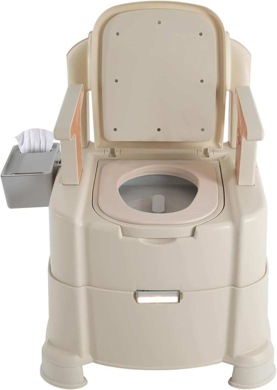 Bedside Commodes Chair, 440.92Lbs Capacity Bedside Toilet Portable Adult Potty Toilet Chair Armrests Adjustable Commode Toilet Heavy Duty Moveable Commodes w/Night Light for Home Use Nursing Centers