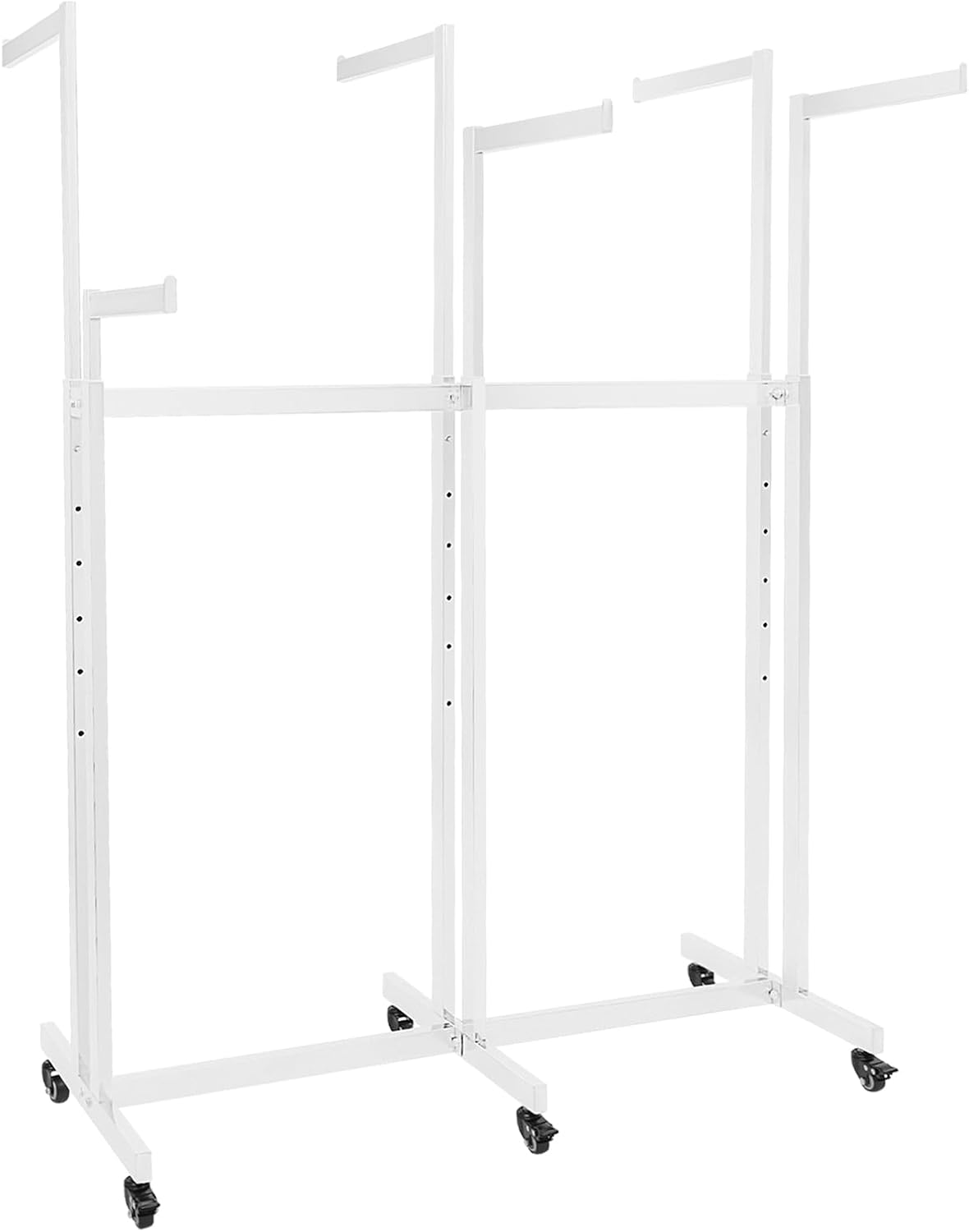 Clothing Display Racks for Retail, Retail Display Racks With Wheels, Floor Standing Metal Garment Rack for Hanging Clothes, Retail Store, Bedroom, Laundry Room. (White)
