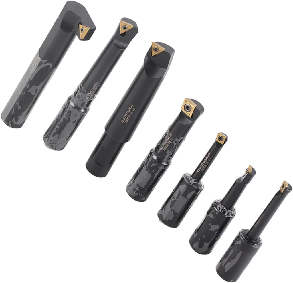 7Pcs Boring Tool 18mm Round Shank Indexable Cemented Carbide Turning Bar Holder Set F1 18 for Boring Machines and Lathes