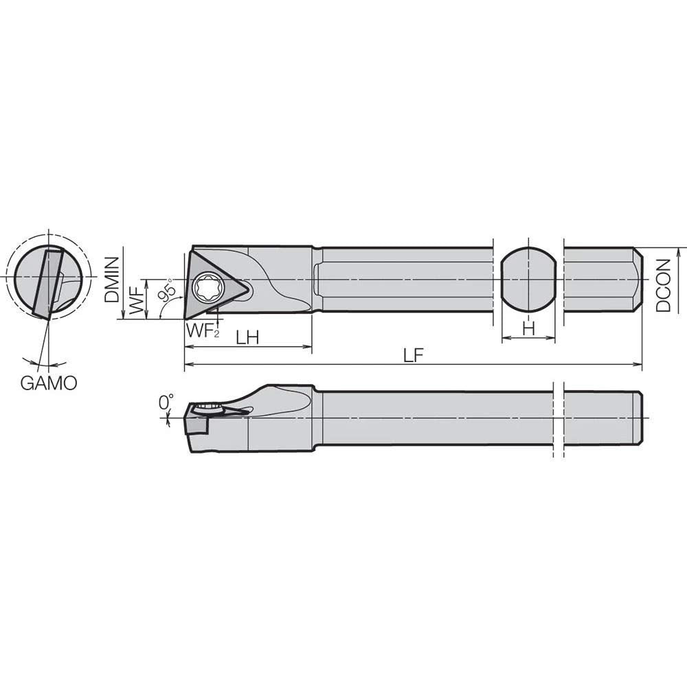 Kyocera S06HSTLBR0608AE Right-Hand, Positive Rake, Dynamic Bar Boring Bar with 5 Degree Lead Angle and 8.00mm Minimum Bore Dia.