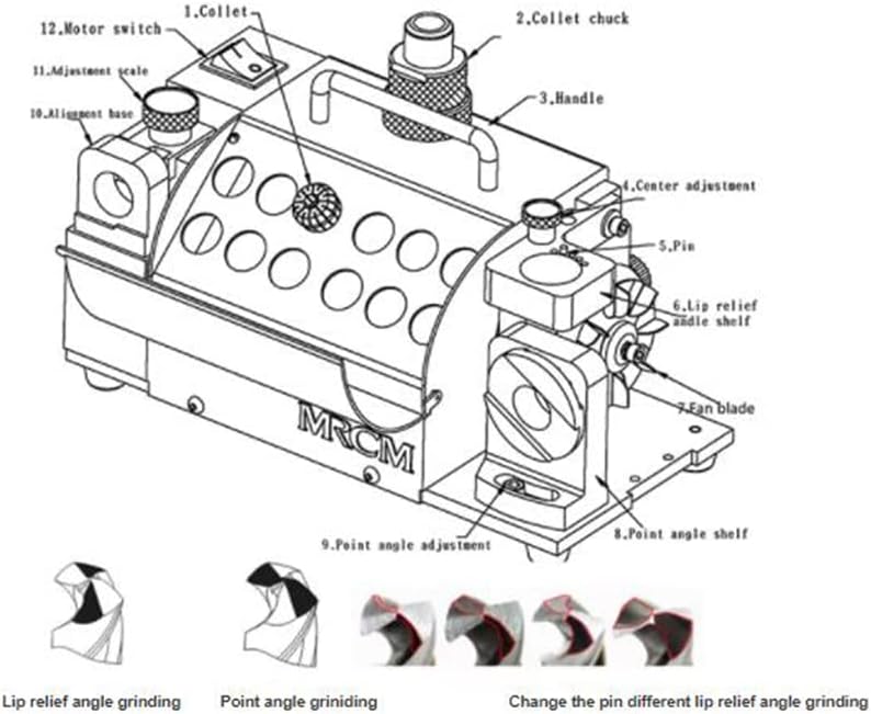 110V 20G 3-20mm Portable Drill Bit Grinder, Drill bit Sharpener Machine with Grinding Wheel (SDC)