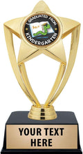Crown Awards Kindergarten Graduation Trophies with Custom Engraving, 6' Personalized Kids Graduation Trophy On Black Base Prime