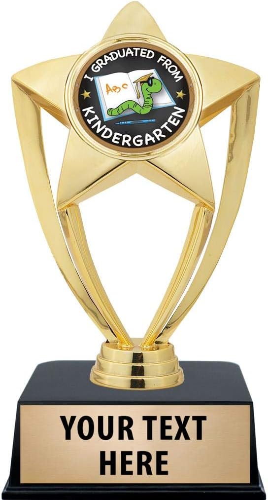 Crown Awards Kindergarten Graduation Trophies with Custom Engraving, 6' Personalized Kids Graduation Trophy On Black Base Prime