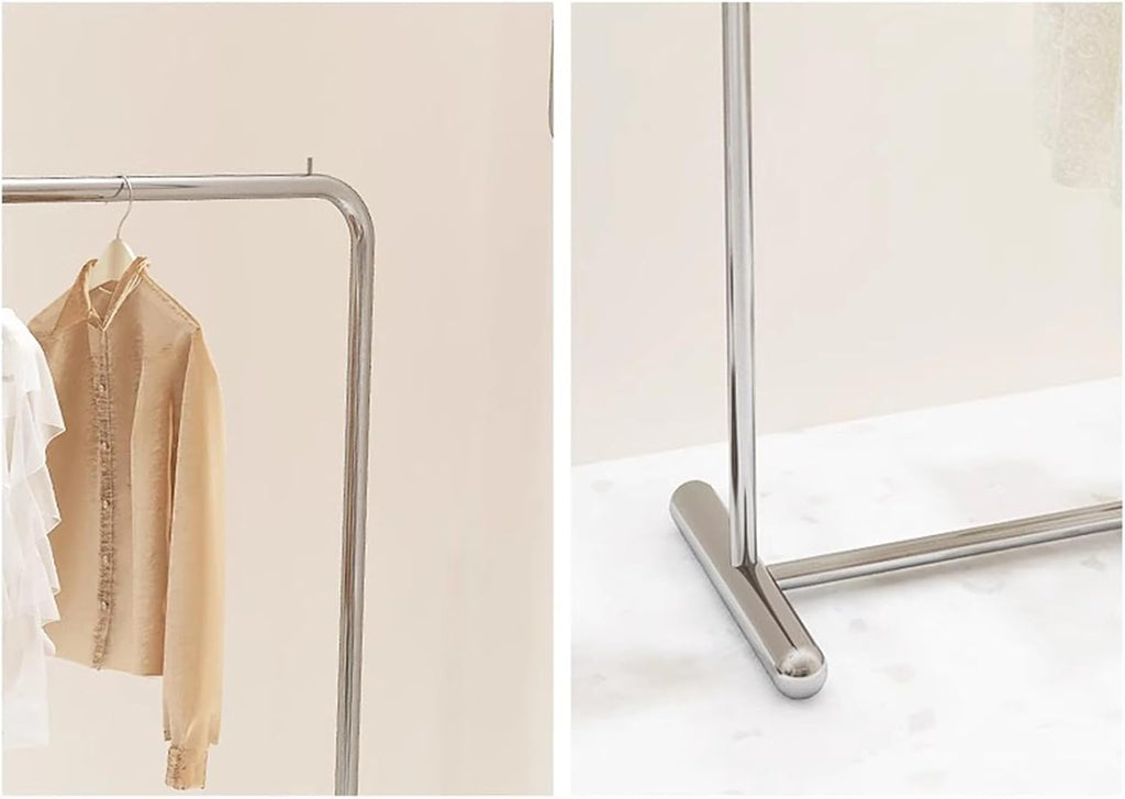Garment Rack Heavy Duty Clothing Rack For Hanging Clothes, Silver Stainless Steel Clothes Rail, Load Capacity 280 Lbs, Bedroom Laundry Room Coat Rack, Freestanding Retail Display R(Size:100X40X150CM)